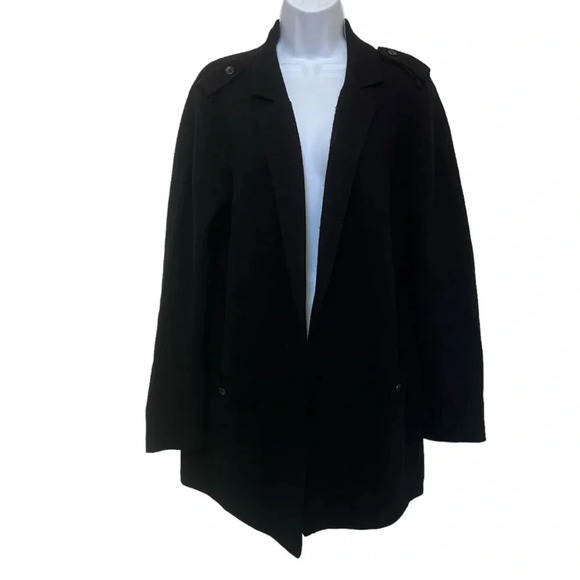 Talbots Wool Blend Open Cardigan Black Size Large - Picture 1 of 9